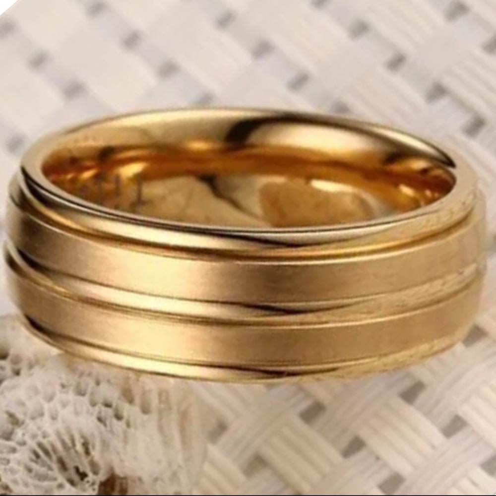 Gold plated on Stainless Steel wide Ring 8mm S-7